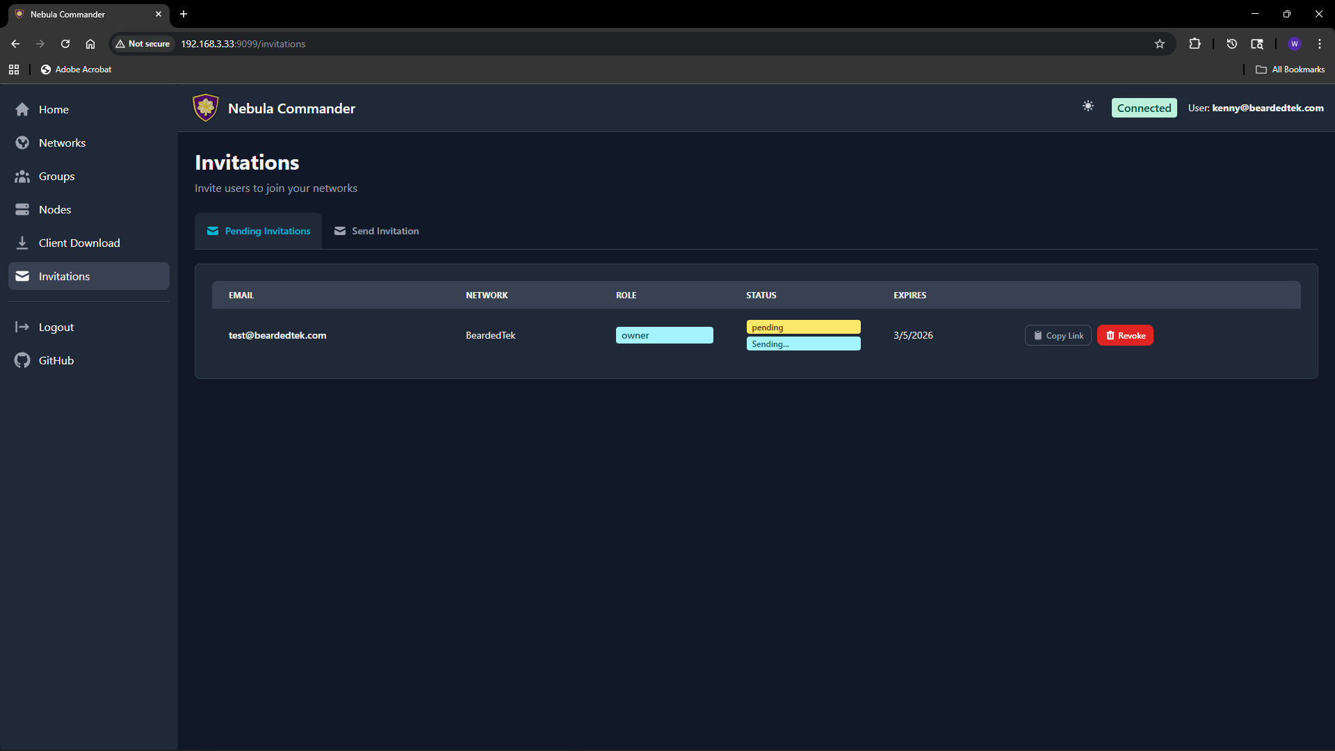 Invitations – pending list